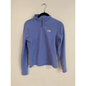 The North Face Girls SZ L Blue half zip Fleece sweater Quarter pullover TKA 100